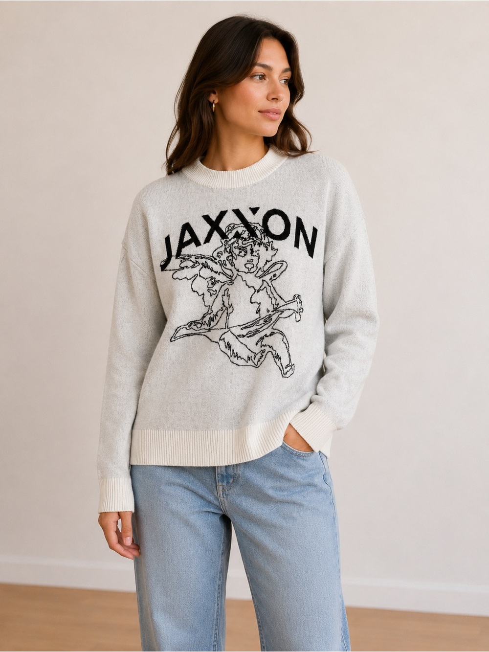 Jaxxon Cream Graphic Crewneck Sweater